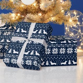 Dachshund Dogs Christmas Sweater Pattern Blue
