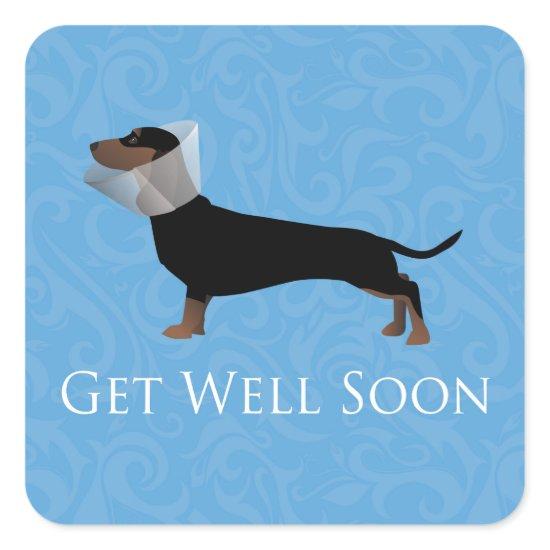 Dachshund Get Well Soon Design Square Sticker