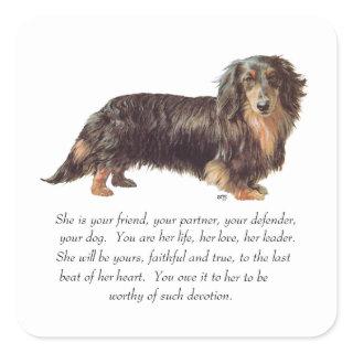 Dachshund Keepsake - Female Square Sticker