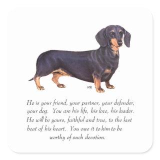 Dachshund Keepsake - Male Square Sticker