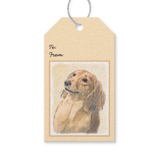 Dachshund (Longhaired) Painting - Original Dog Art Gift Tags