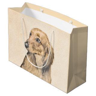 Dachshund (Longhaired) Painting - Original Dog Art Large Gift Bag