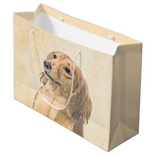 Dachshund (Longhaired) Painting - Original Dog Art Large Gift Bag