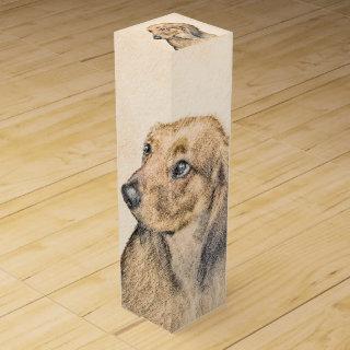 Dachshund (Longhaired) Painting - Original Dog Art Wine Box