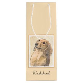 Dachshund (Longhaired) Painting - Original Dog Art Wine Gift Bag