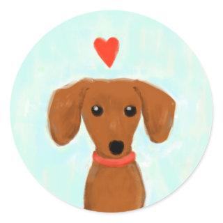 Dachshund Love | Cute Wiener Dog with Heart Classic Round Sticker