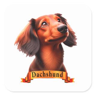 Dachshund love friendly cute sweet dog square sticker