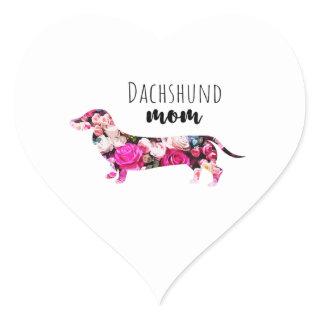 Dachshund Mom Floral Doxie Mama Wiener Dog Heart Sticker