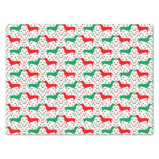 Dachshund Polka Dot - Red and Green Tissue Paper