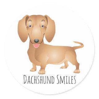 Dachshund Puppy Dog Smiles, Hello, Thinking of You Classic Round Sticker