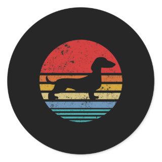 Dachshund Retro Sunset Dog Daschund Classic Round Sticker