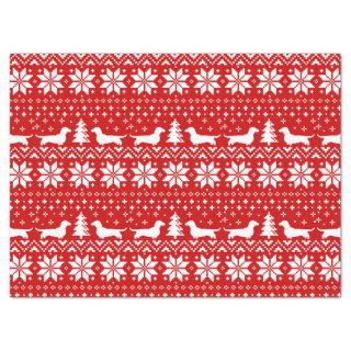 Dachshund Silhouettes Christmas Holiday Pattern Tissue Paper