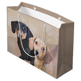 Dachshund (Smooth) Painting - Original Dog Art Large Gift Bag