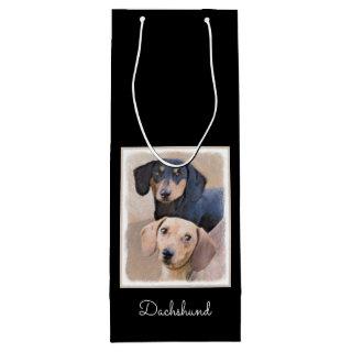 Dachshund (Smooth) Painting - Original Dog Art Wine Gift Bag
