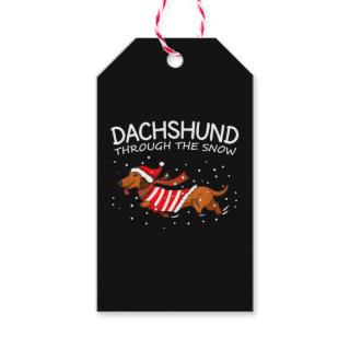 Dachshund Through The Snow Funny Dog Christmas Gift Tags