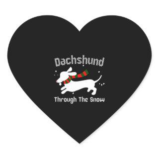 Dachshund Through The Snow Ugly Christmas Sweater Heart Sticker