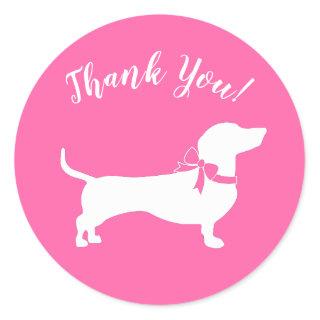Dachshund Wiener Dog Baby Shower Pink Girl Classic Round Sticker