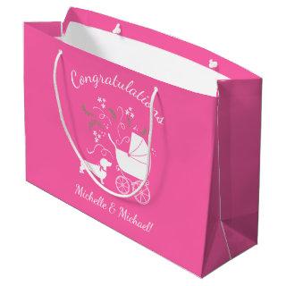 Dachshund Wiener Dog Baby Shower Pink Girl Large Gift Bag