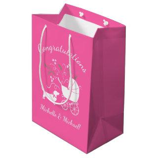 Dachshund Wiener Dog Baby Shower Pink Girl Medium Gift Bag