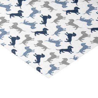 Dachshunds in Blue Damask Dogs Tissue Paper