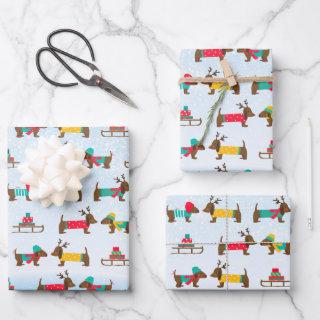 Dachshunds Reindeer Sledge Snow Christmas Pattern  Sheets