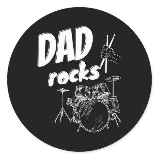 Dad Father's Day Drum Kit Drums Music  Classic Round Sticker