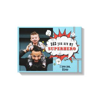 Dad Superhero Comic Speech Bubble Photo Canvas Print