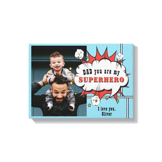 Dad Superhero Comic Speech Bubble Photo Canvas Print