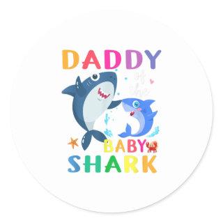 Daddy Of The Baby Shark gift  Birthday Daddy Sh Classic Round Sticker