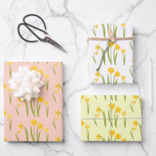 Daffodils Easter Spring Floral Pattern Bulbs Gift  Sheets