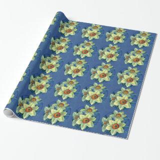 Daffodils fine art blue yellow wrapping