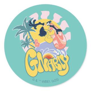 DAFFY DUCK™ Surfing - Gnarly Classic Round Sticker