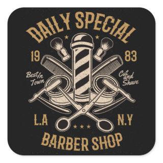 Daily Special Barber Shop Cut And Shave Square Sticker