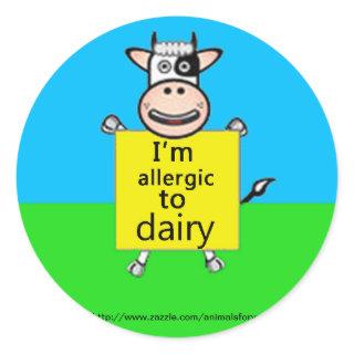 Dairy Allergy Alert Classic Round Sticker