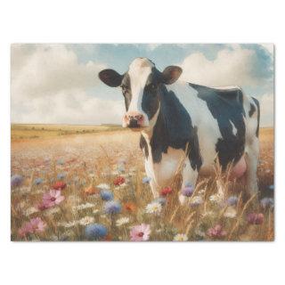 Dairy Cow and Wildflower Field Decoupage Tissue Paper