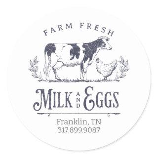 Dairy Cow Illustration Label Sticker