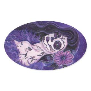 Daisy Day of the Dead glamour girl By Renee Oval Sticker