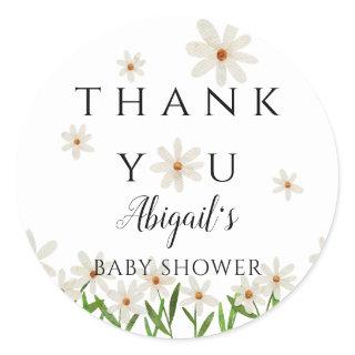 Daisy Floral Baby Shower Favor Classic Round Sticker