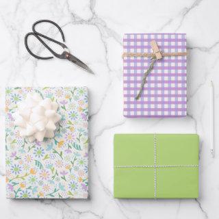 Daisy Floral & Purple Gingham  Sheets