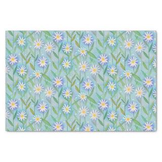 Daisy Floral White Blue Pattern Tissue Paper