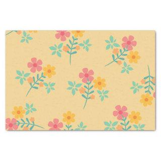 Daisy Retro Bouquet Pattern in Yellow  Tissue Paper