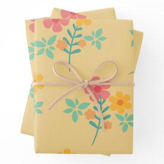 Daisy Retro Bouquet Pattern in Yellow  Sheets