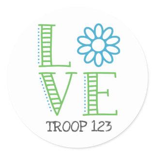 Daisy Scout Love Troop Number Classic Round Sticker