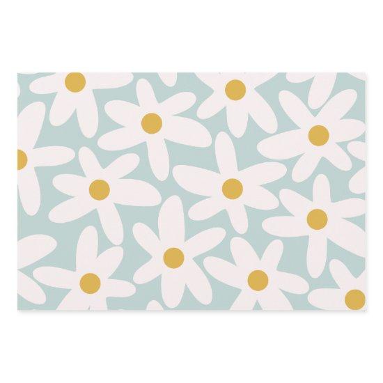 Daisy Time Cute Retro Floral Pattern Ice Blue  Sheets