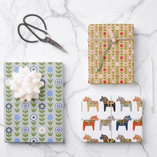 Dala Horse And Floral Swedish Folk Art Pattern  Sheets