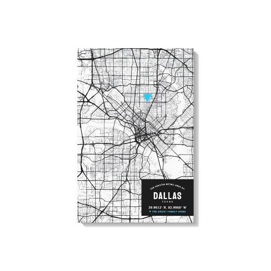 Dallas, Texas City Map + Mark Your Location Canvas Print