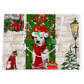 Dalmatian Dog Christmas   Large Gift Bag