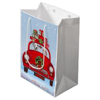 Dalmatian Dog In Car With Santa Claus Medium Gift Bag