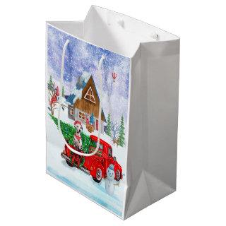 Dalmatian Dog In Christmas Delivery Truck Snow  Medium Gift Bag