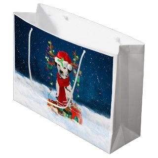 Dalmatian dog with Christmas gifts  Large Gift Bag